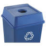 Rubbermaid Commercial, Untouchable, Square, Resin, 50 gal, Resin, Blue, Receptacle Lid
