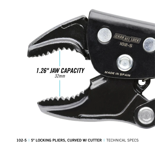 102-5 5-inch Curved Jaw Locking Pliers w/ Cutter