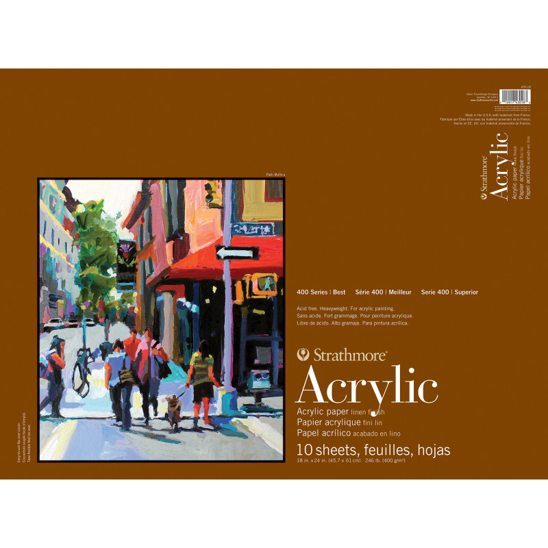 400 Series Acrylic Paper Pad, Glue Binding, 10 Sheet, 12x18 in