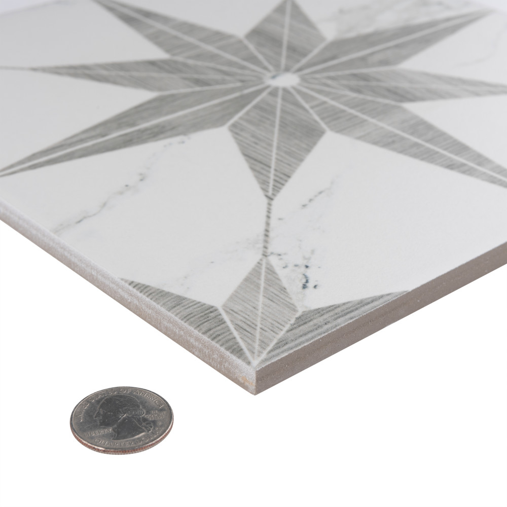Llama Stella Loire Silver Smoke 9-3/4 in. x 9-3/4 in. Porcelain Floor and Wall Tile