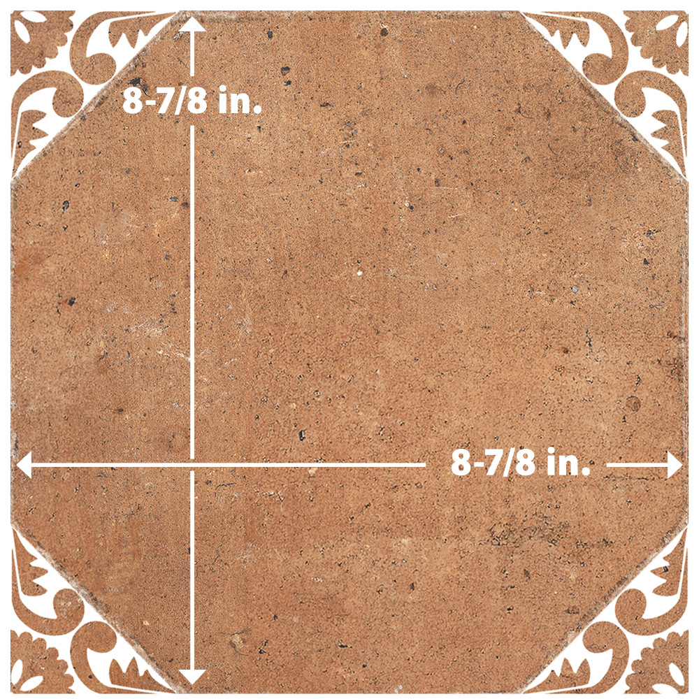 Degas Cotto with White Deco 8-7/8 in. x 8-7/8 in. Porcelain Floor and Wall Tile