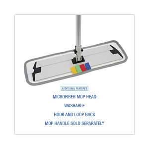 Boardwalk, Microfiber Hook & Loop Wet Mop, 18"W, Blue