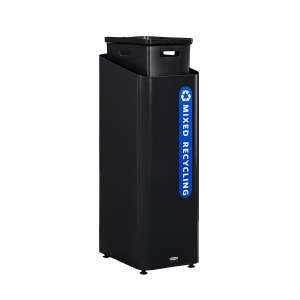 Rubbermaid Commercial, Sustain, Mixed Recycling, 15 gal, Powder-coated Steel, Blue, Rectangle, Receptacle