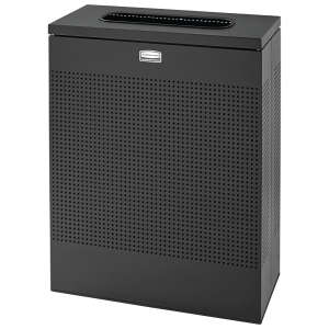 Rubbermaid Commercial, Silhouettes, Large, 22.5 gal, Metal, Black, Rectangle, Receptacle