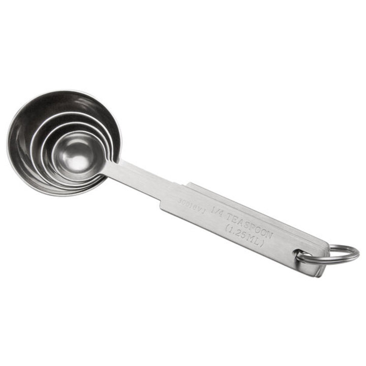 Four-piece round stainless steel measuring spoon set