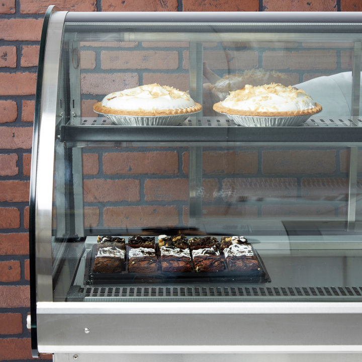 48-inch-wide 120-volt curved front Cayenne® refrigerated drop-in display case with rear access