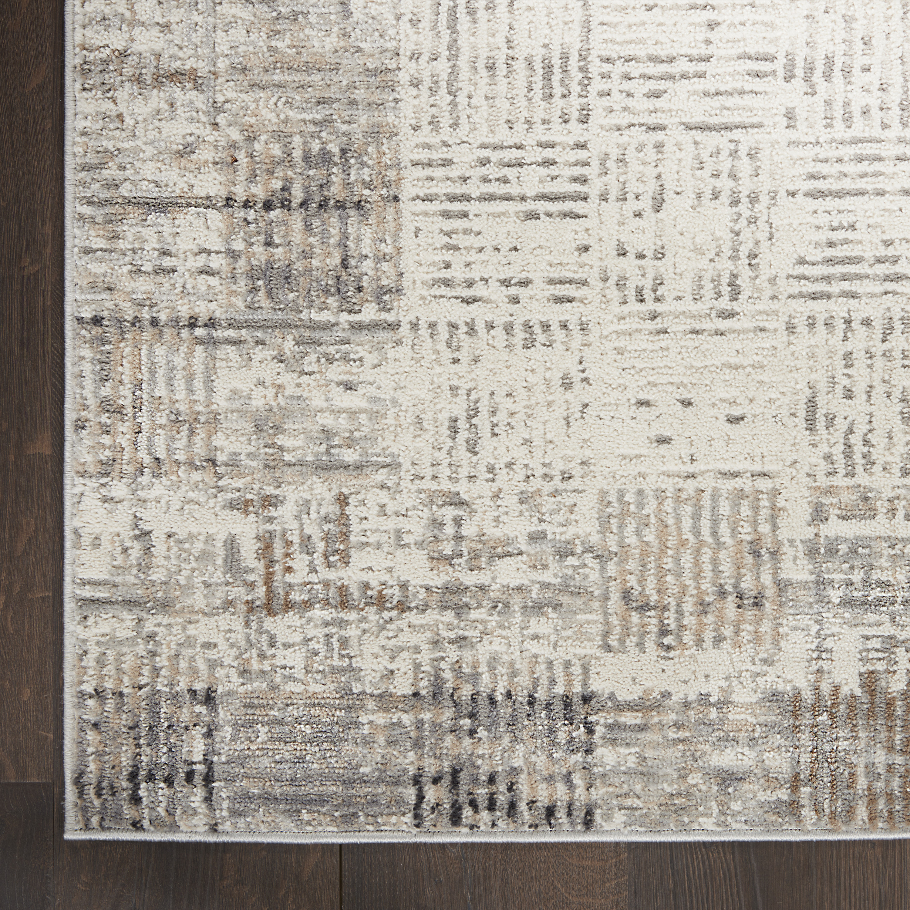 Nourison Elation 2'3" x 7'6" Ivory Grey Modern Indoor Rug