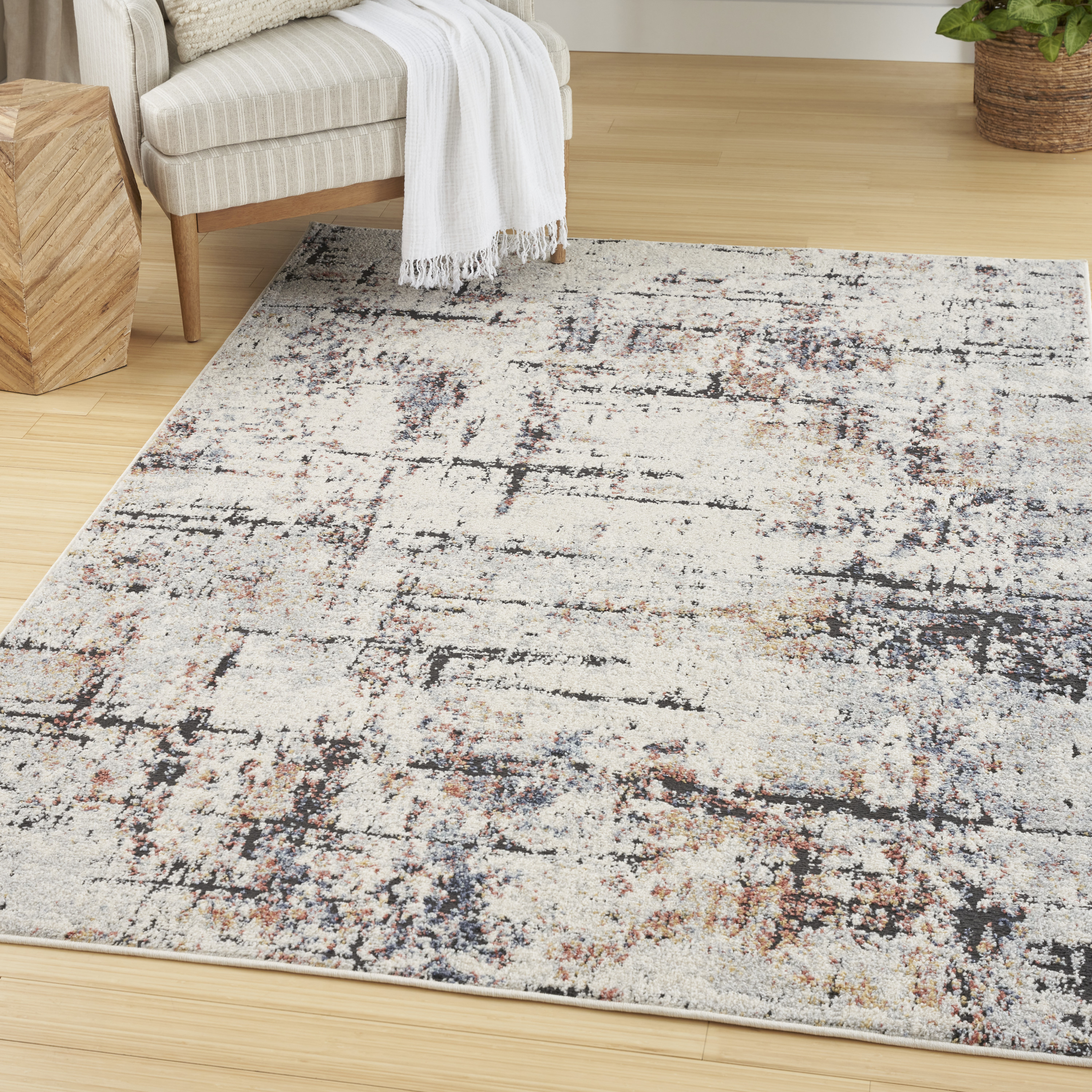Nourison Motion 5'3" x 7' Ivory Multicolor Modern Indoor Rug