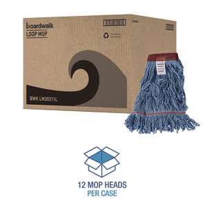 Boardwalk, Cotton Looped-End Wet Mop Head with 5" Headband, Large, Blue