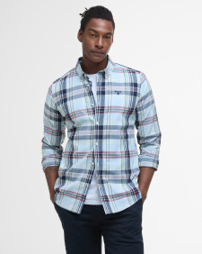 Gabe Checked Tailored Long-Sleeved Shirt Sky