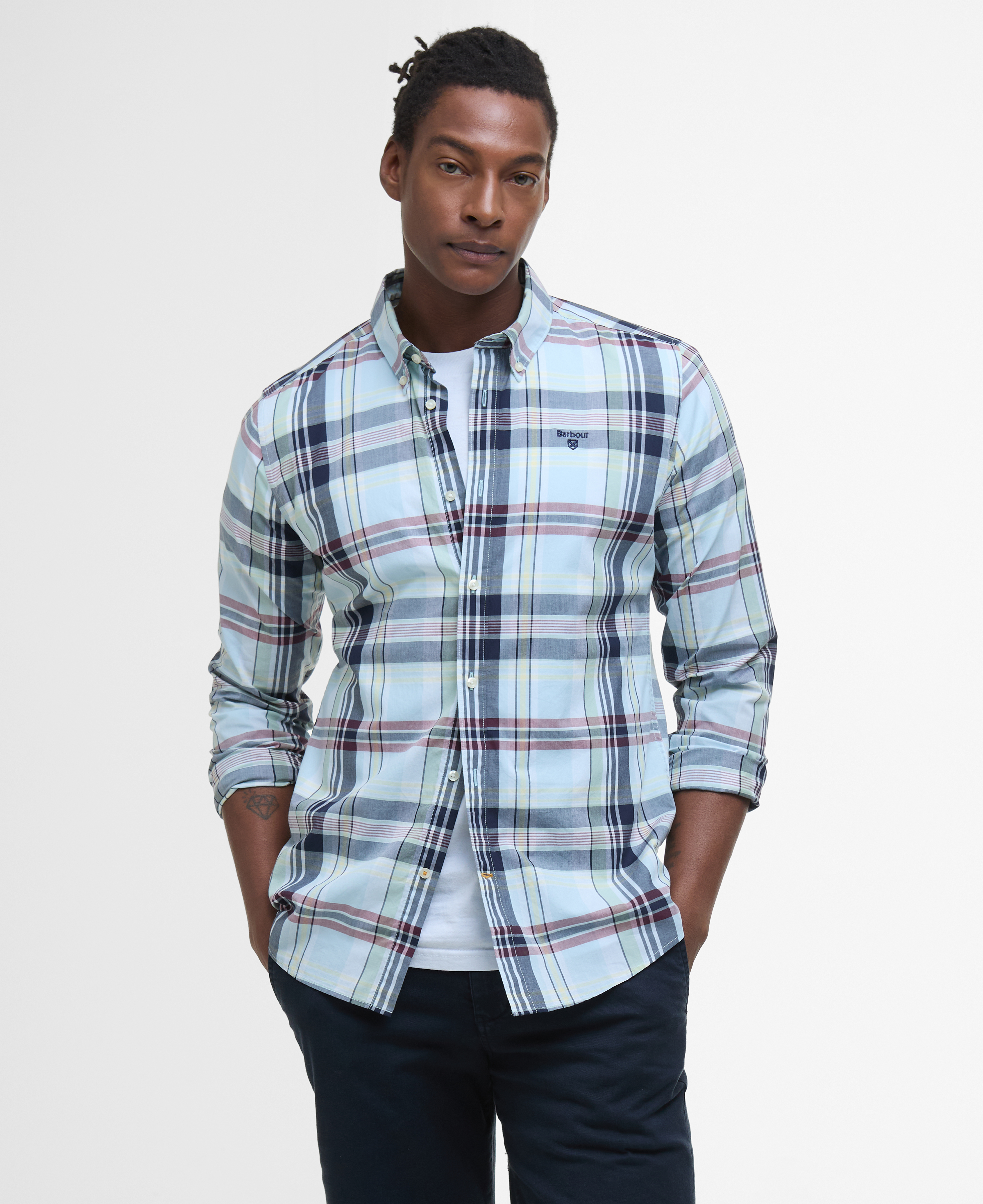 Camicia a quadri Gabe a maniche lunghe leggermente aderente image number 0