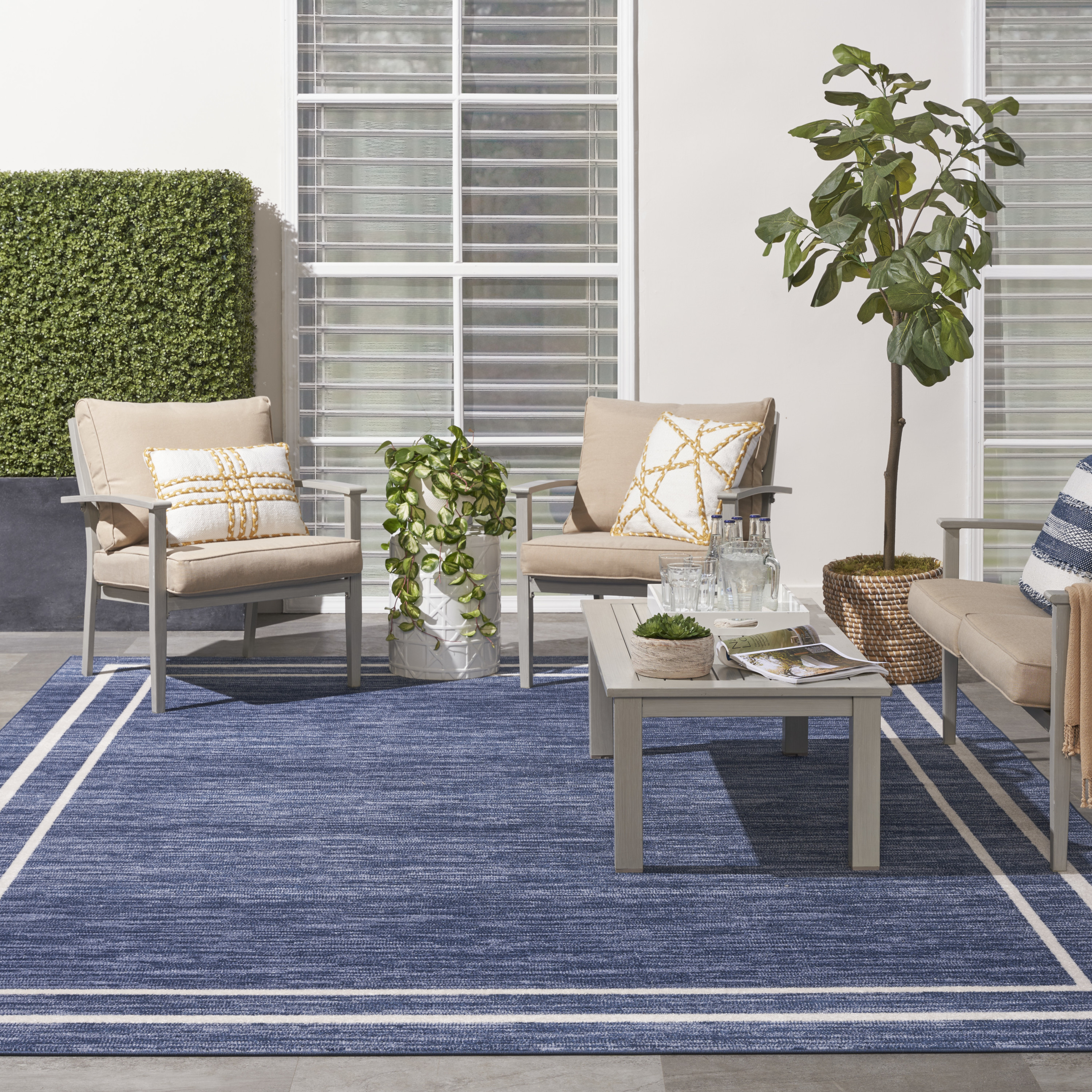 Nourison Nourison Essentials 8' x 10' Navy Ivory Contemporary Rug
