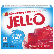JELL-O Zero Sugar Strawberry Banana Flavor Gelatin, 0.3 oz Box