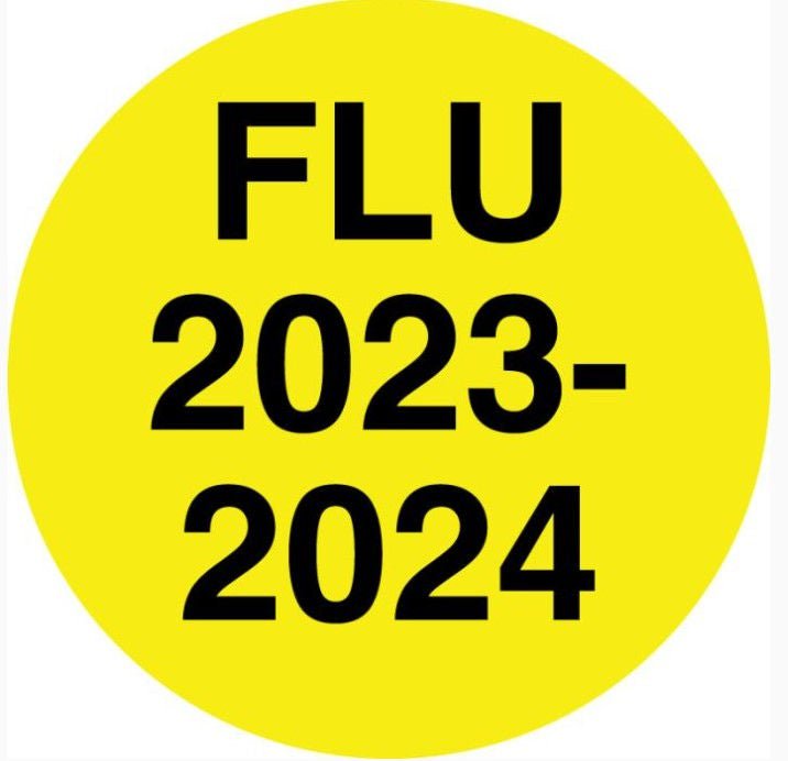 United Ad Label LABEL, FLU 2023/2024 YLW RND 1/2" (250/RL)