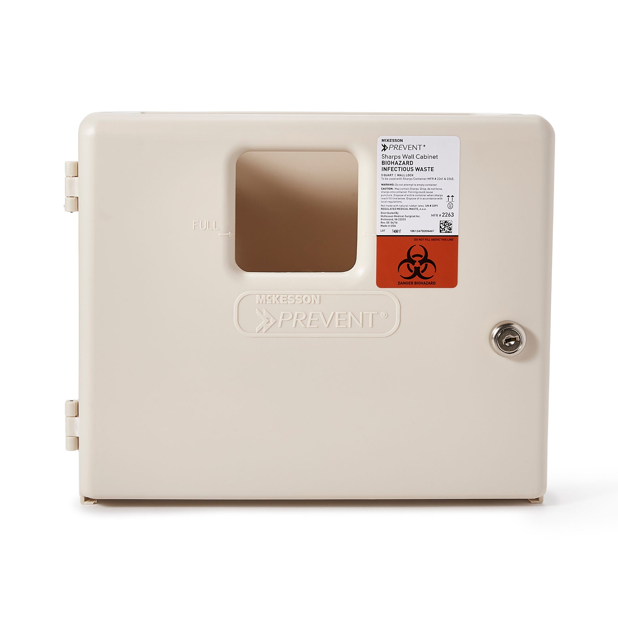 McKesson Prevent® Sharps Collector Wall Cabinet, 12¼ x 4¾ x 10 Inch