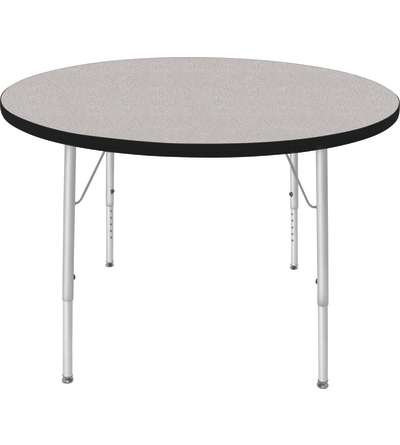 Creative Colors® Activity Table, Round, 42" Diameter, Gray Nebula Top Color, Black Edge Color, Standard Leg Height, Platinum Sil