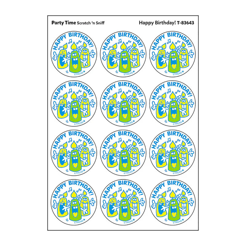Happy Birthday!/Party Time scent Retro Scratch 'n Sniff Stinky Stickers®, 24 ct.