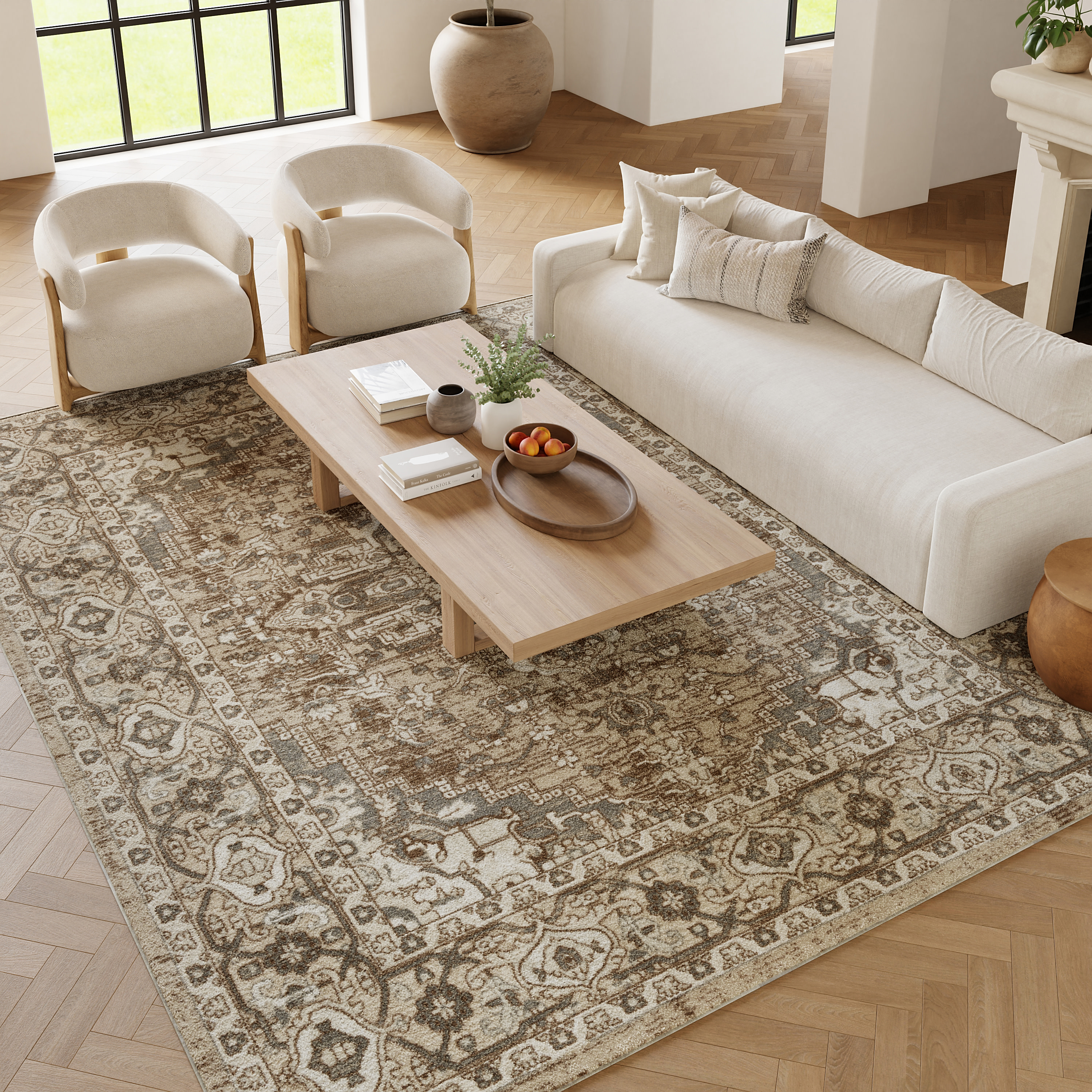 Nourison Quarry 7'10" x 9'10" Beige Vintage Indoor Rug