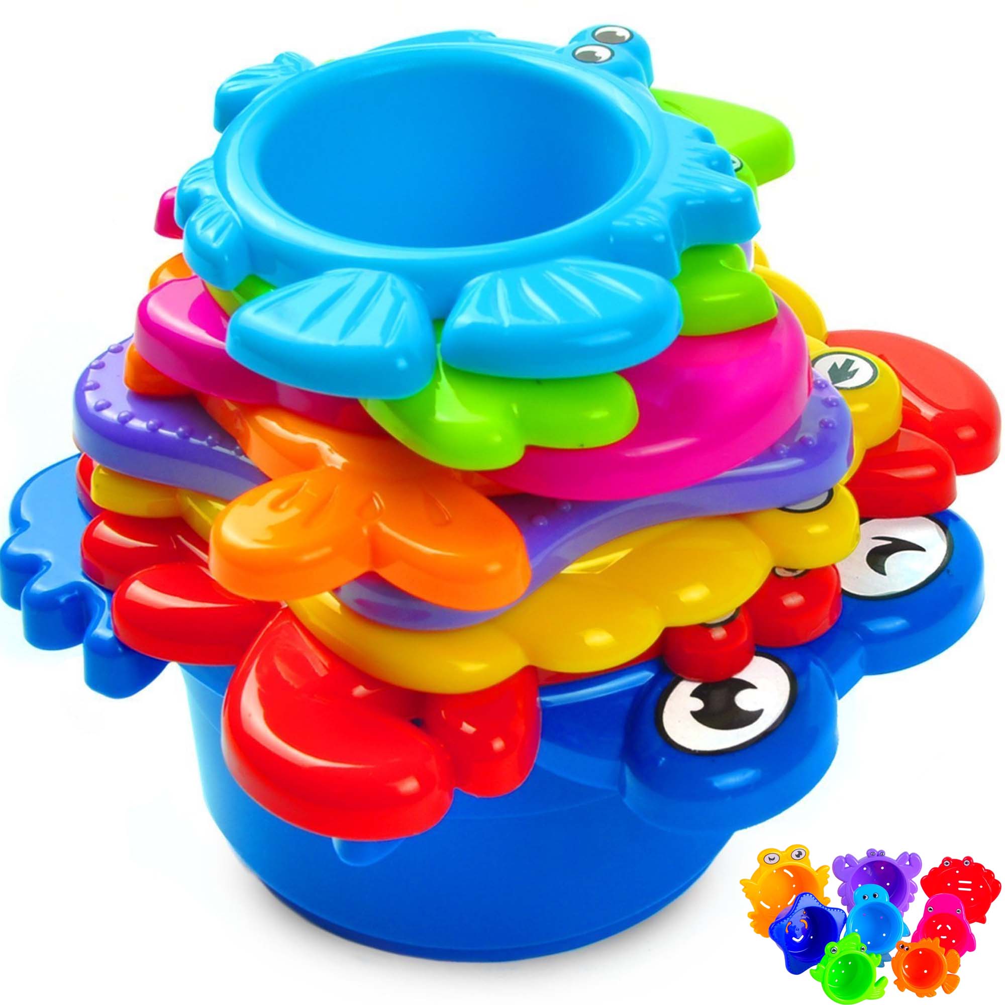 Extasticks Beautiful Colored Stacking Cups With Sea Animals image number null