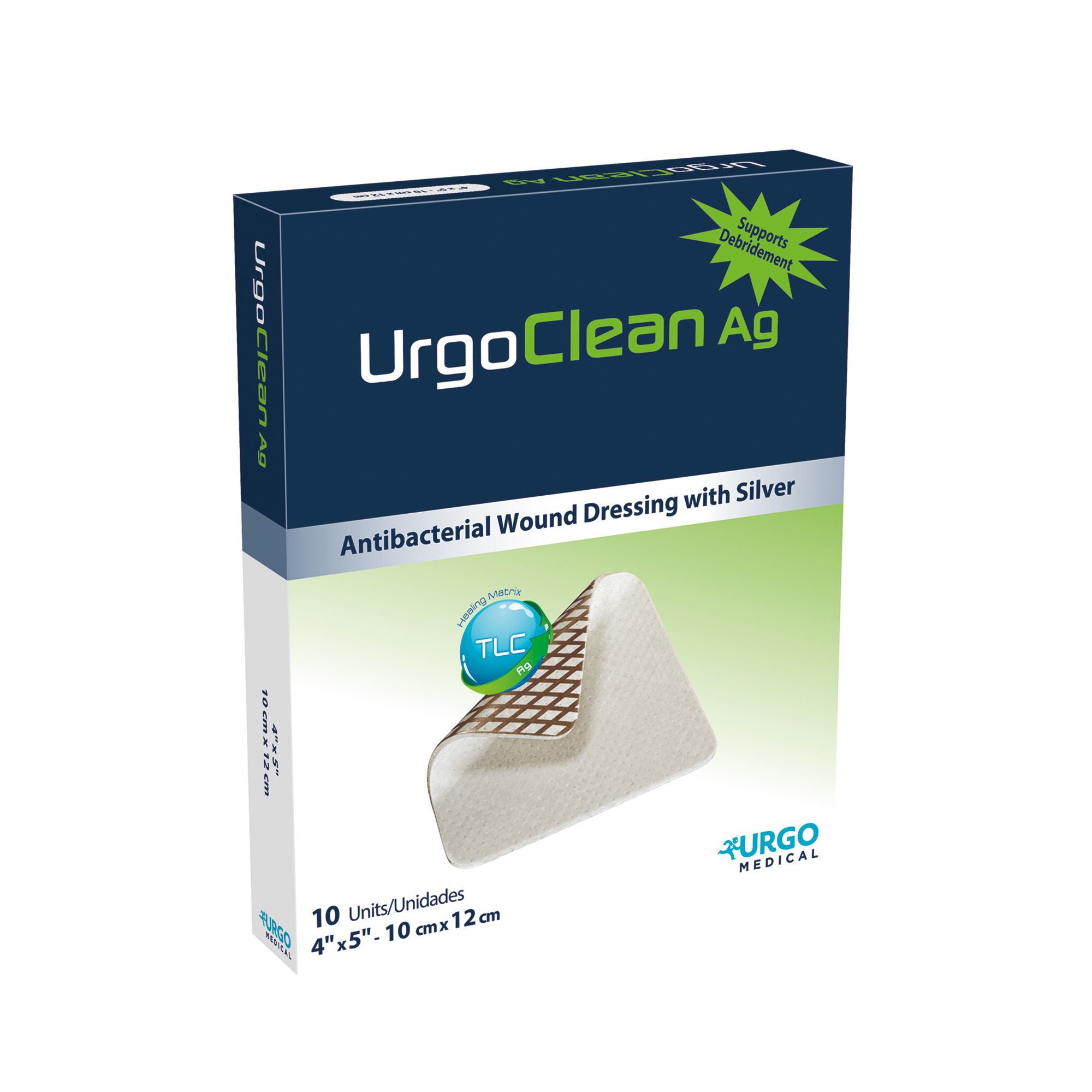 Urgo Medical North America LLC DRESSING, WND URGOCLEAN AG ANTI-BIOFILM SLVR 4"X5" (10/BX)