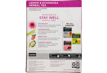 Lid for Bigelow Benefits Stay Well Lemon and EchinaceaHerbal Tea K-Cups for Keurig