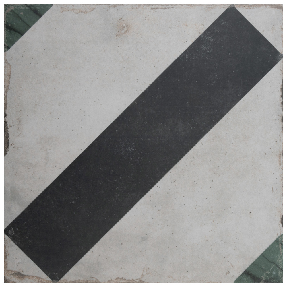 Renaissance Deco Emerald Frame 7-7/8 in. x 7-7/8 in. Porcelain Floor and Wall Tile