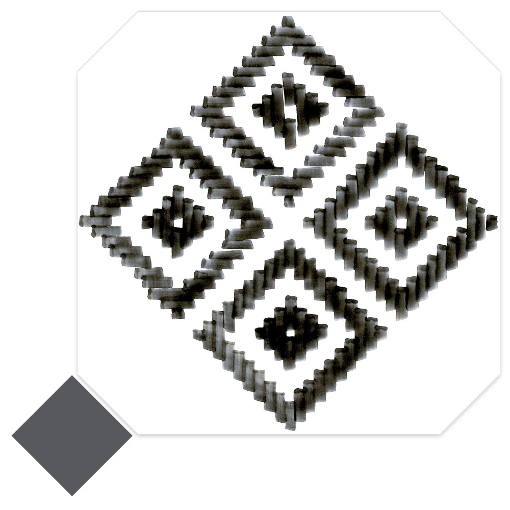 Vaudeville Octagon Sombra with Taco Antracita 7-7/8 in. x 7-7/8 in. Porcelain Floor and Wall Tile
