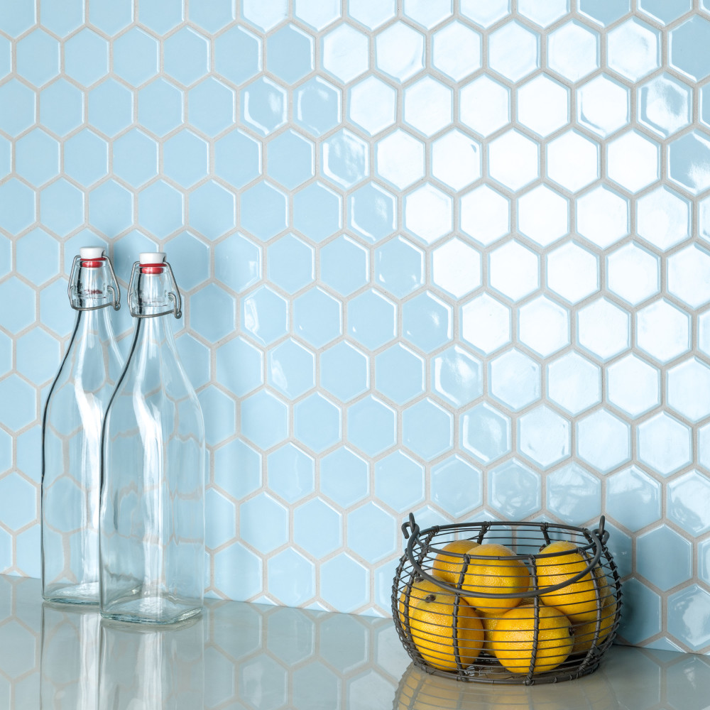 Hudson Due 2″ Hex Cashmere Blue 10-7/8 in. x 12-5/8 in. Porcelain Mosaic Tile