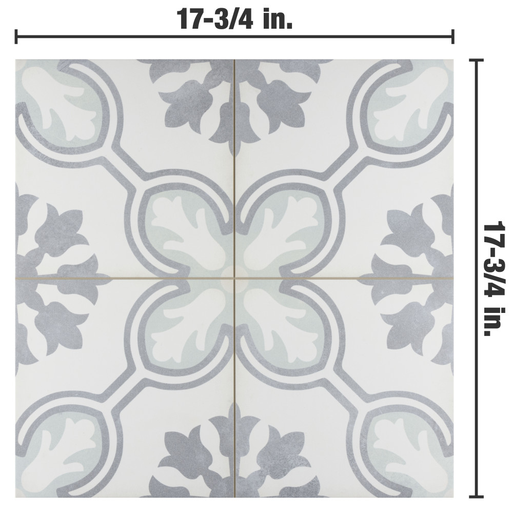 Amberely Orchid Mint 17-3/4 in. x 17-3/4 in. Porcelain Floor and Wall Tile