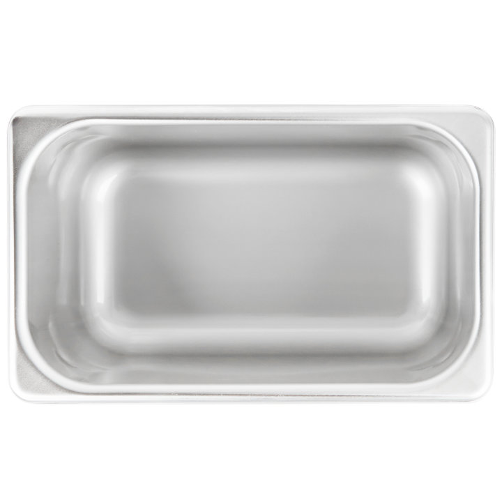 Fourth-size 4-inch-deep Super Pan® heavy-duty stainless steel steam table pan with flat corners