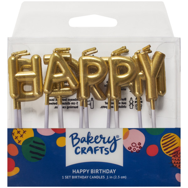 Happy Birthday Letters Gold Specialty Candles