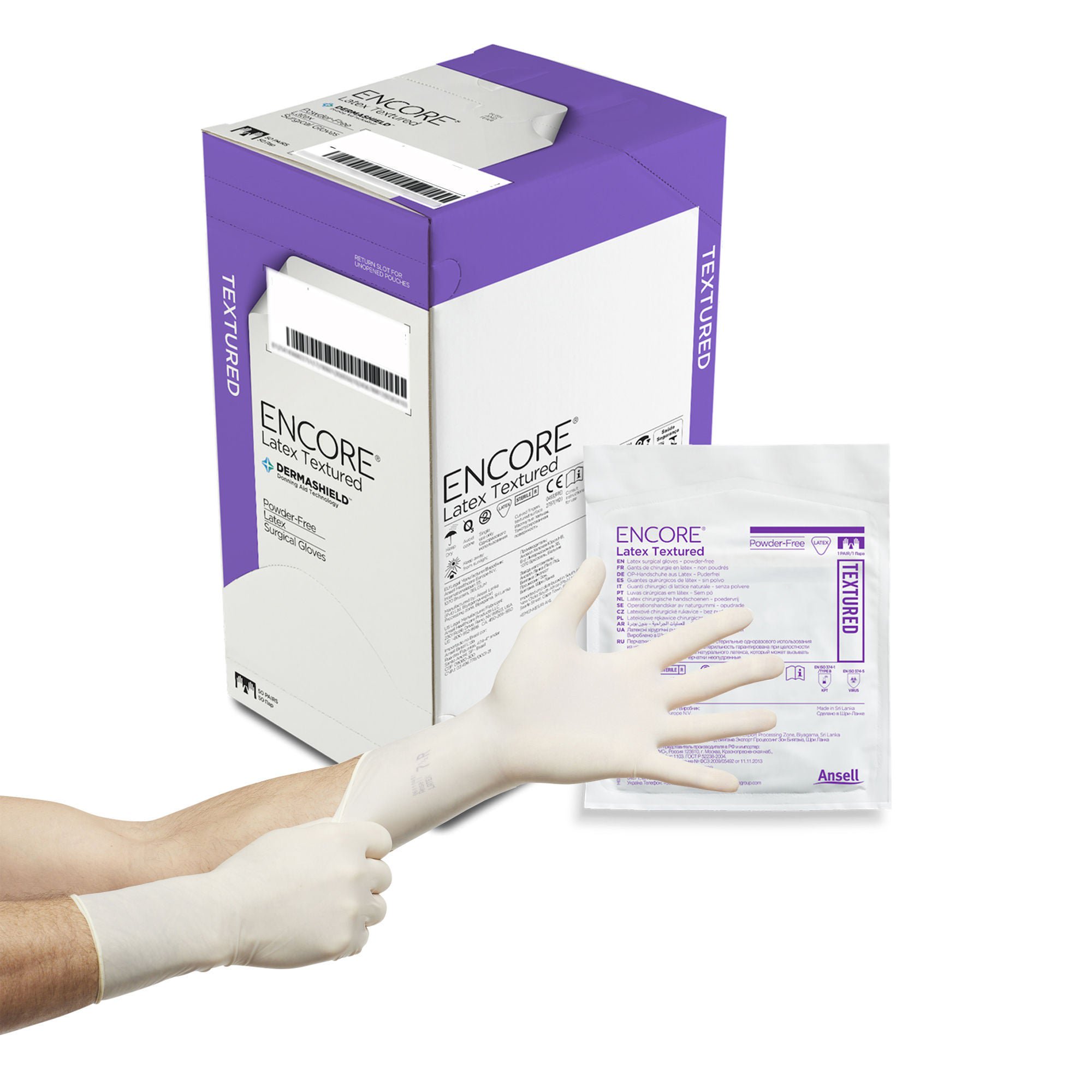 Encore® Latex Textured Surgical Glove, Size 9, Ivory