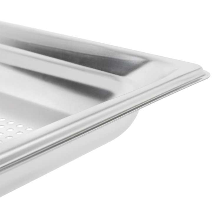 Full-size 1 ½-inch-deep Super Pan 3® perforated stainless steel steam table pan