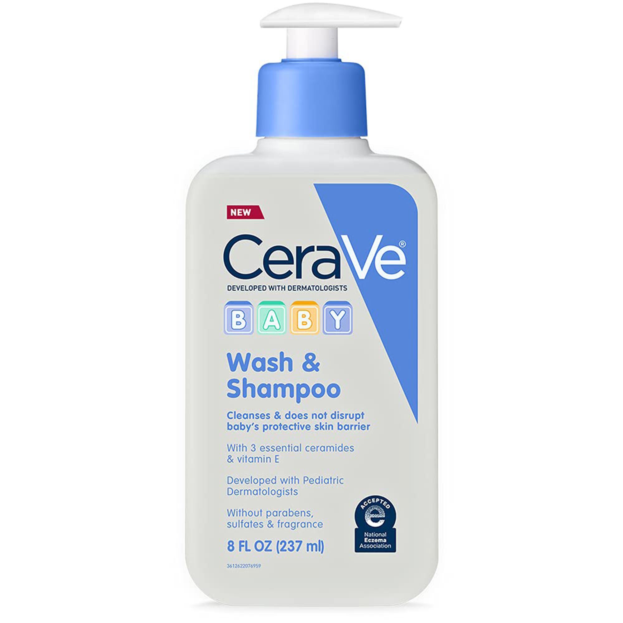 CeraVe® Baby Wash and Shampoo Unscented, 8-ounce Pump Bottle