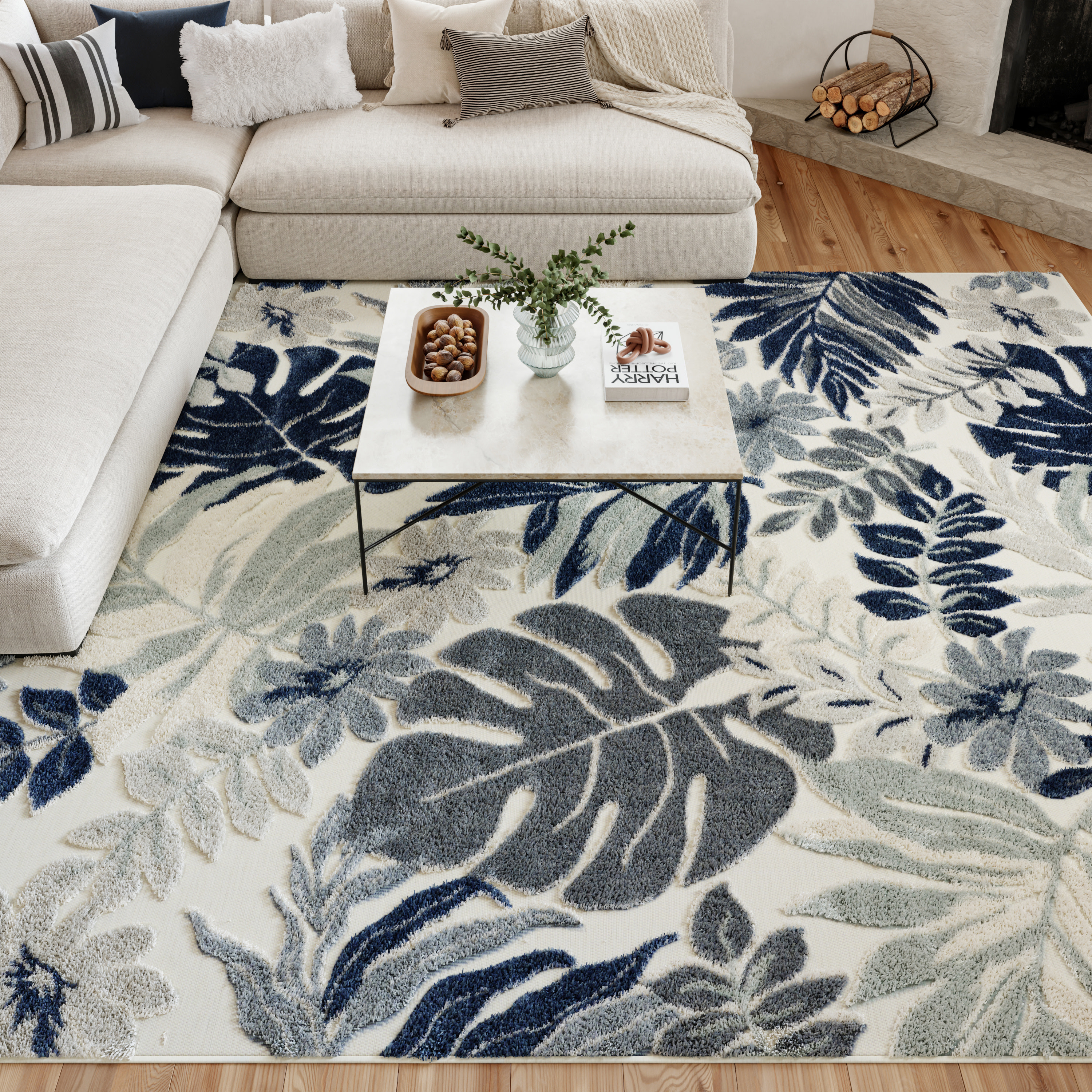 Nourison Suncoast 7'10" x 9'10" Blue Tropical Rug