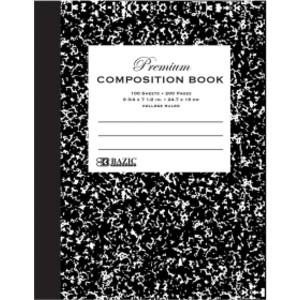 Premium Composition Book, College Ruled, Black Marble, 100 Sheets