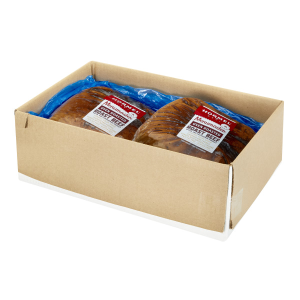 MENUMASTER(r) Roast Beef, Chunked & Formed, 2 pc . C1RM - Front Right Open Case (Hi Res)