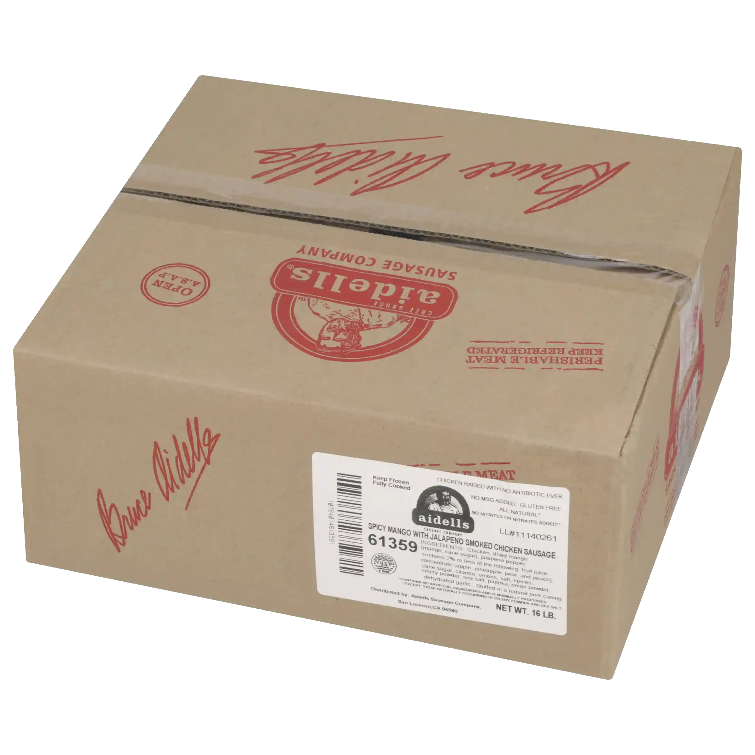 Aidells® Fully Cooked Smoked Spicy Mango with Jalapeno Chicken Sausage Links, 4 oz, 64 Links per Case, 16 Lbs, Frozen_image_5