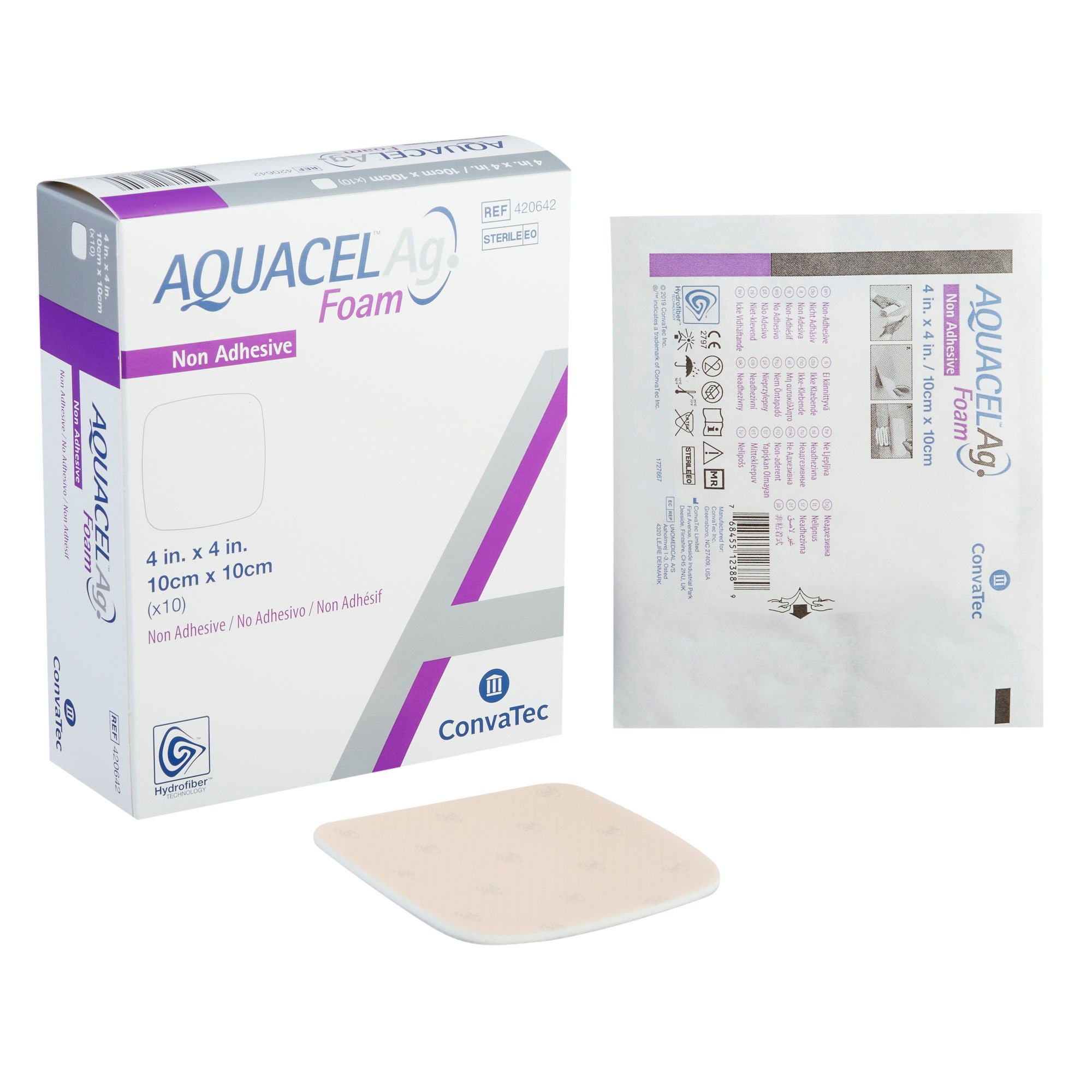 Aquacel® Ag Nonadhesive Silver Foam Dressing, 4 x 4 Inch
