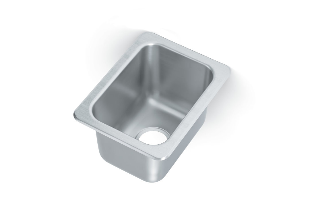 10-inch single-bowl stainless steel self-rimming drop-in sink with 3 ½-inch center drain