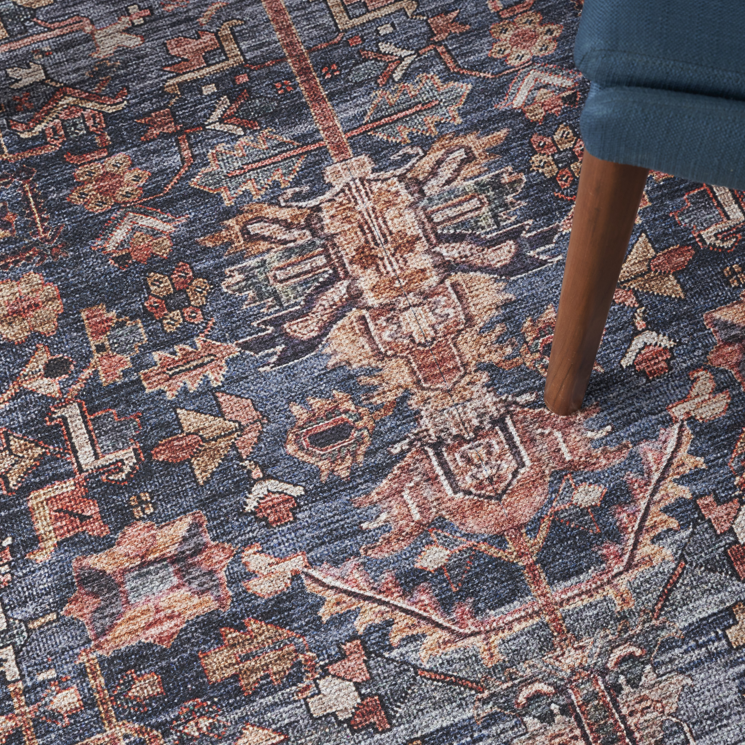 Nourison Grand Washables 7'10" x 9'10" Navy Brick Vintage Indoor Rug