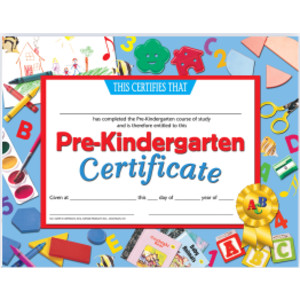 Pre-Kindergarten Certificate, 8.5" x 11", Pack of 30