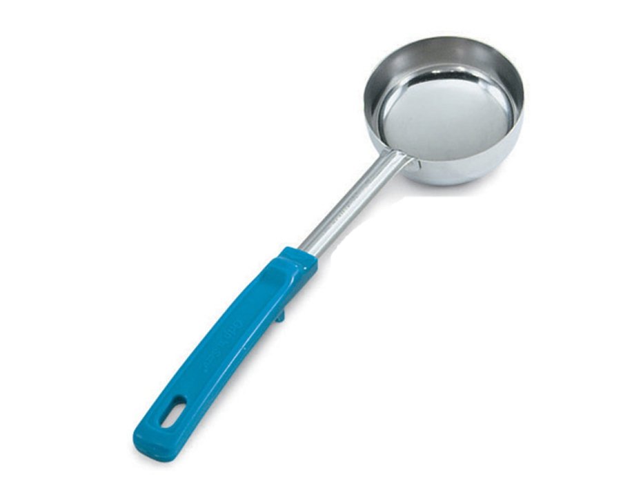 6-ounce solid round Spoodle® utensil with teal Grip ‘n Serv® handle