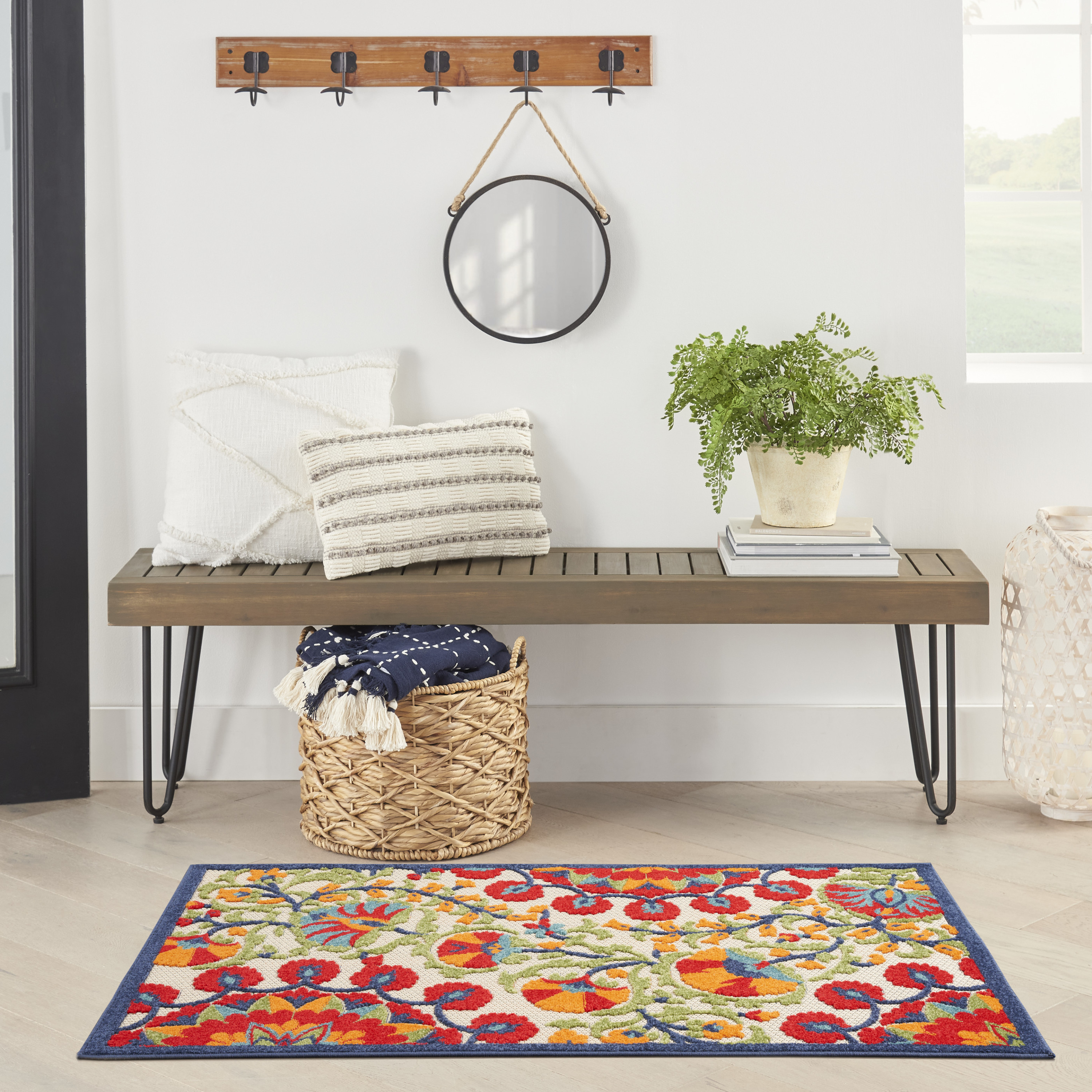 Nourison Aloha 3' x 5' Red Multicolor Transitional Rug