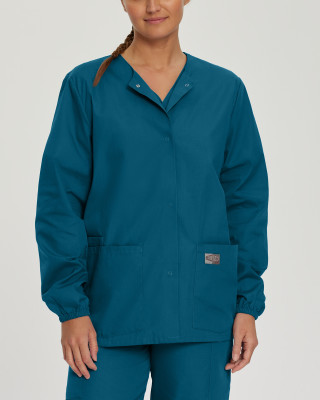 Landau Scrub Zone Snap Front Ladies Warm-Up Scrub Jacket-Landau