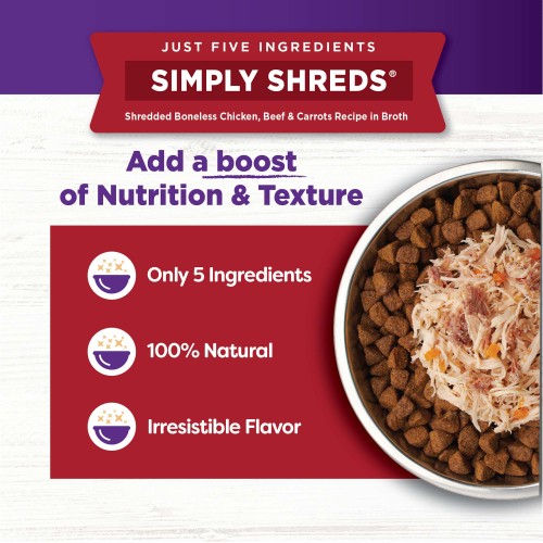 The benifts of Wellness Bowl Boosters Simply Shreds Beef & Carrots