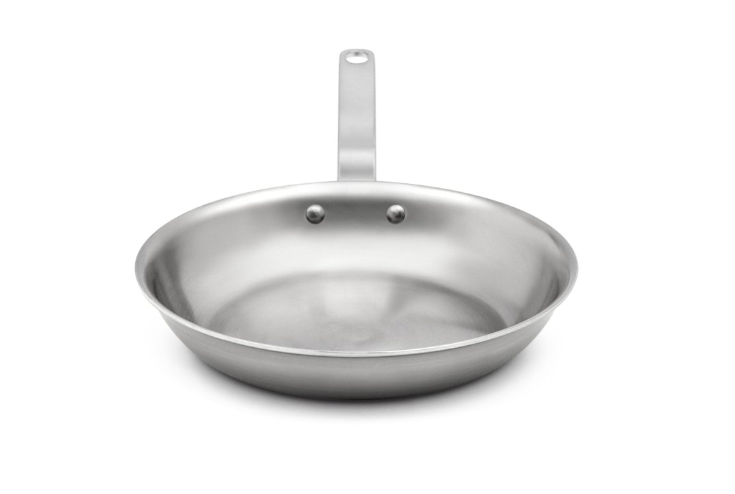 7-inch Tribute 3-ply fry pan with natural finish and plated handle