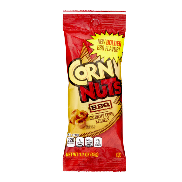 CORN NUTS BBQ Crunchy Corn Kernels Snack, 1.7 Oz. Pack of 12 . C1CB - Front Center Inner Pack (Hi Res)