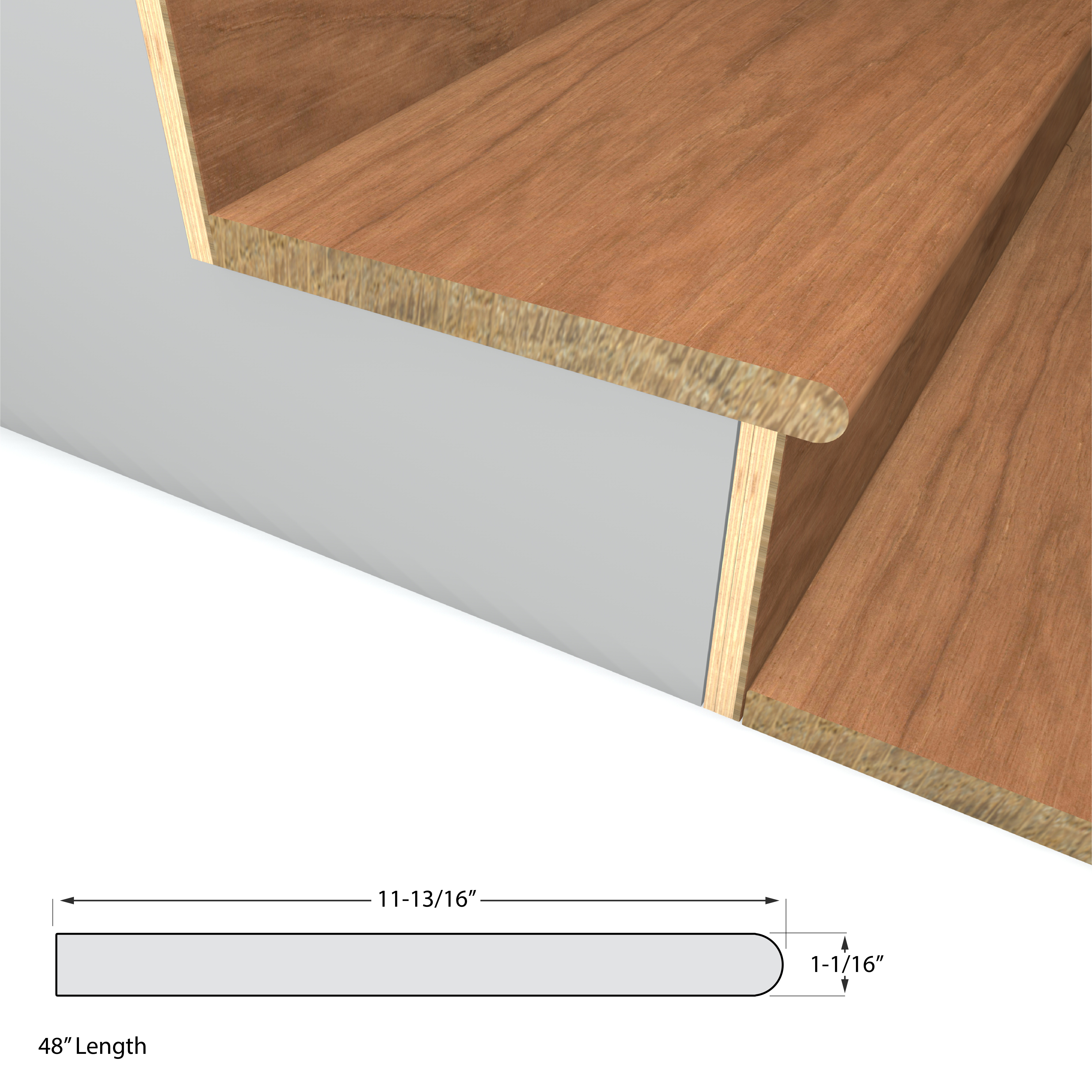Cured Hickory Stair Tread view 2