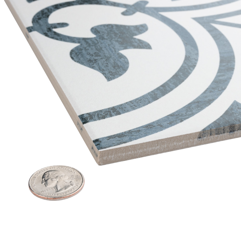 Cassis Arte Black 9-3/4 in. x 9-3/4 in. Porcelain Floor and Wall Tile